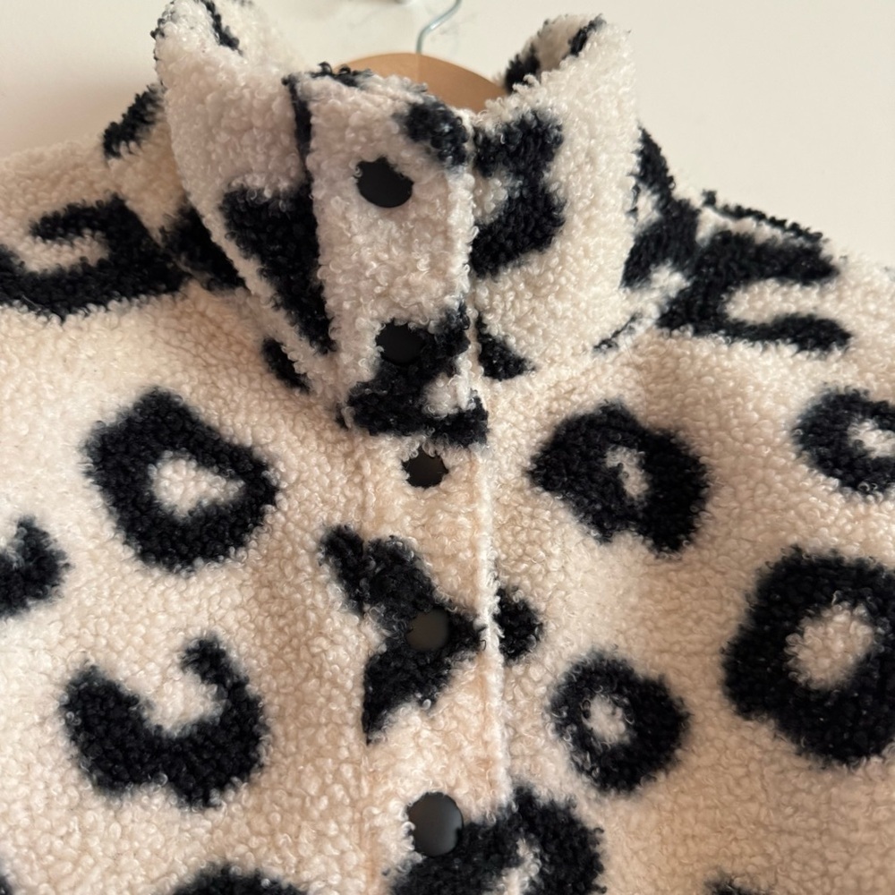 Loft Leopard Print Sherpa Snap Collar jacket size XS - Picture 4 of 7